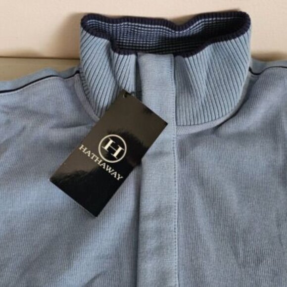 Hathaway Snap Ribbed Mock Neck Sweater/Pullover Blue Medium - Picture 4 of 6